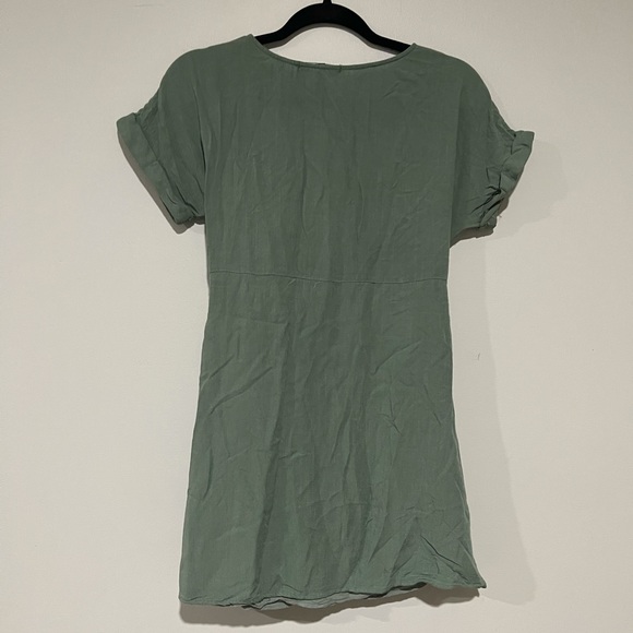 Olive green Wishlist Apparel Tie Front Short Sleeve Knit Dress, Size S - Picture 3 of 9